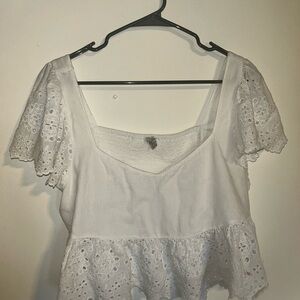 American Eagle White Eyelet Lace Women's Top